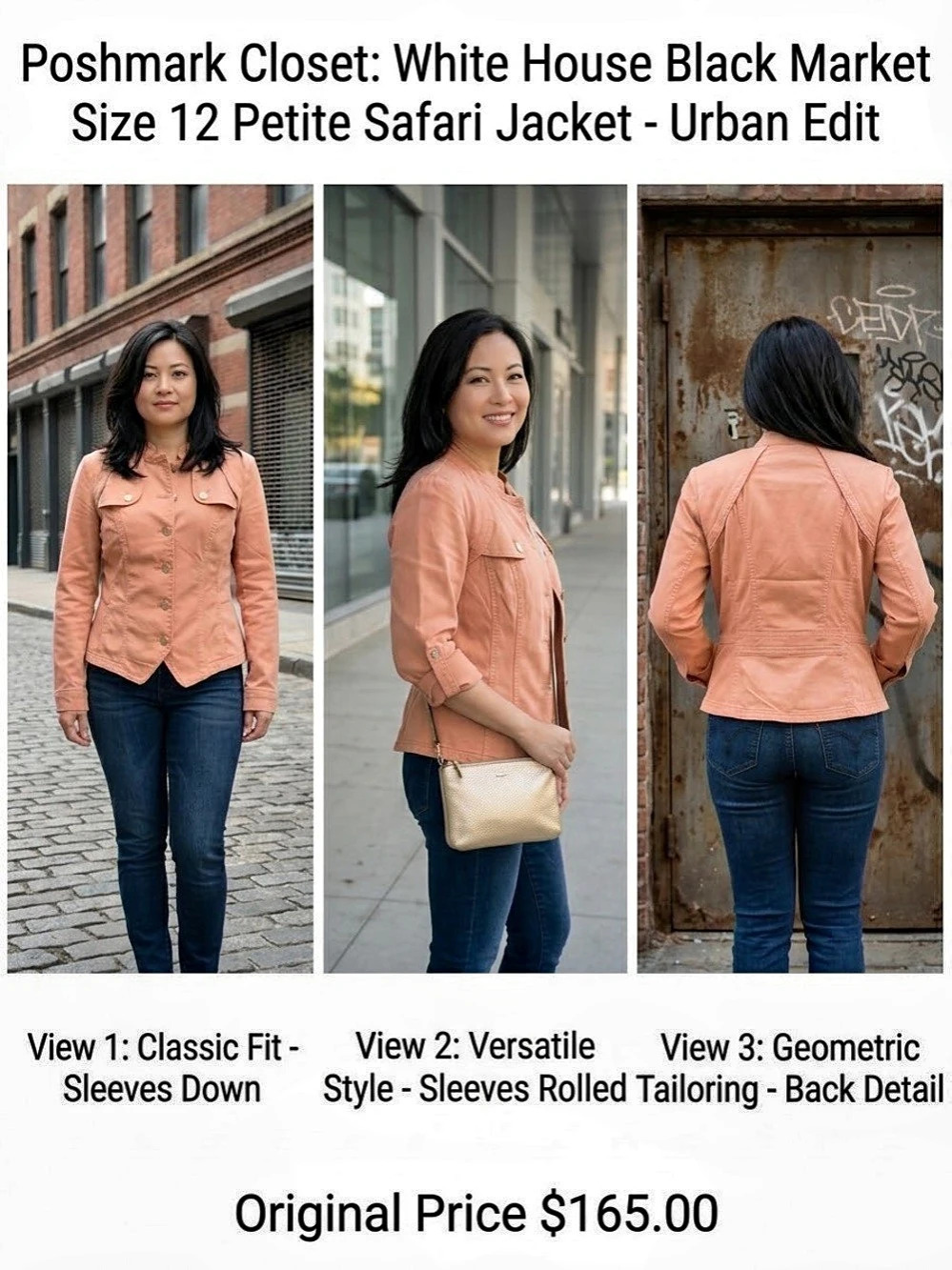 White House Black Market Urban Edit Safari Jacket Peach Orange 12P
